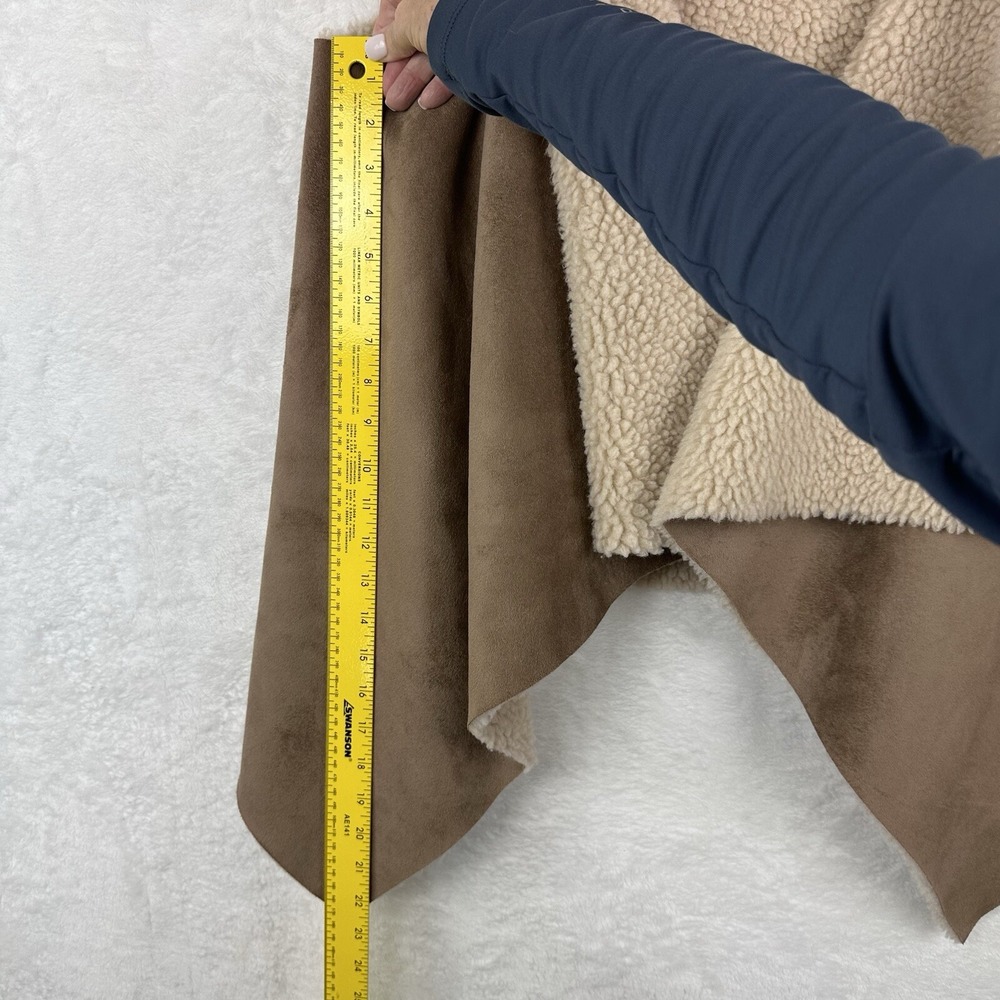 Elan Womens Vest Vegan Suede Sherpa One Size‎ S M L Tan Ivory - Picture 11 of 16